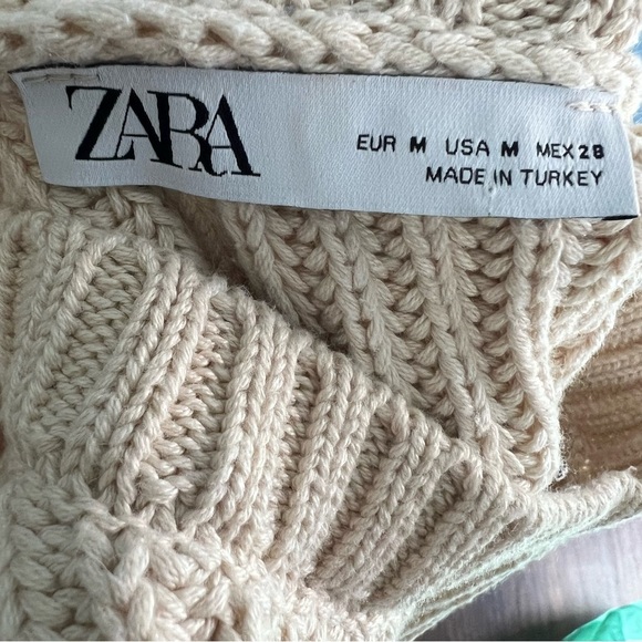Zara Cream Knit Sheer Long Sleeve Sweater - Picture 8 of 8